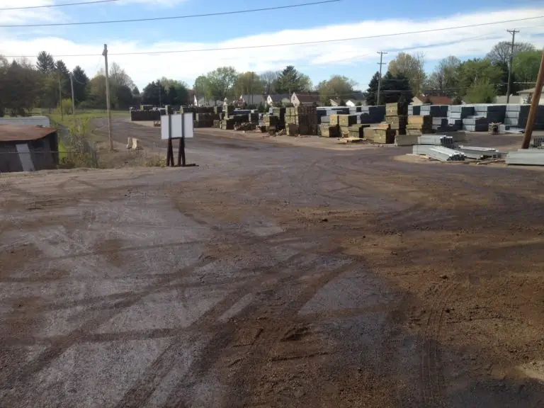 Dirty road and parking lot in an industrial yard